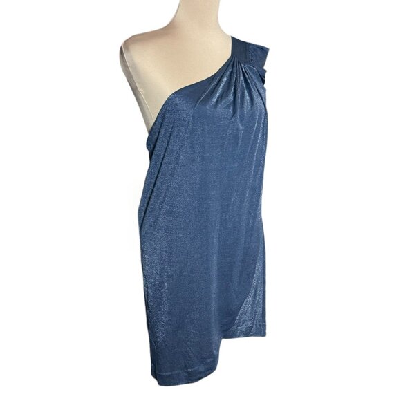 NWT Marc by Marc Jacobs Asymmetric Mini Dress Sz M Shimmer Blue Event Party - Picture 11 of 16